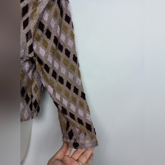 FREE PEOPLE Brown and Cream Boxy Cropped Blouse with 3/4 Sleeves (#1,517) - Picture 5 of 7